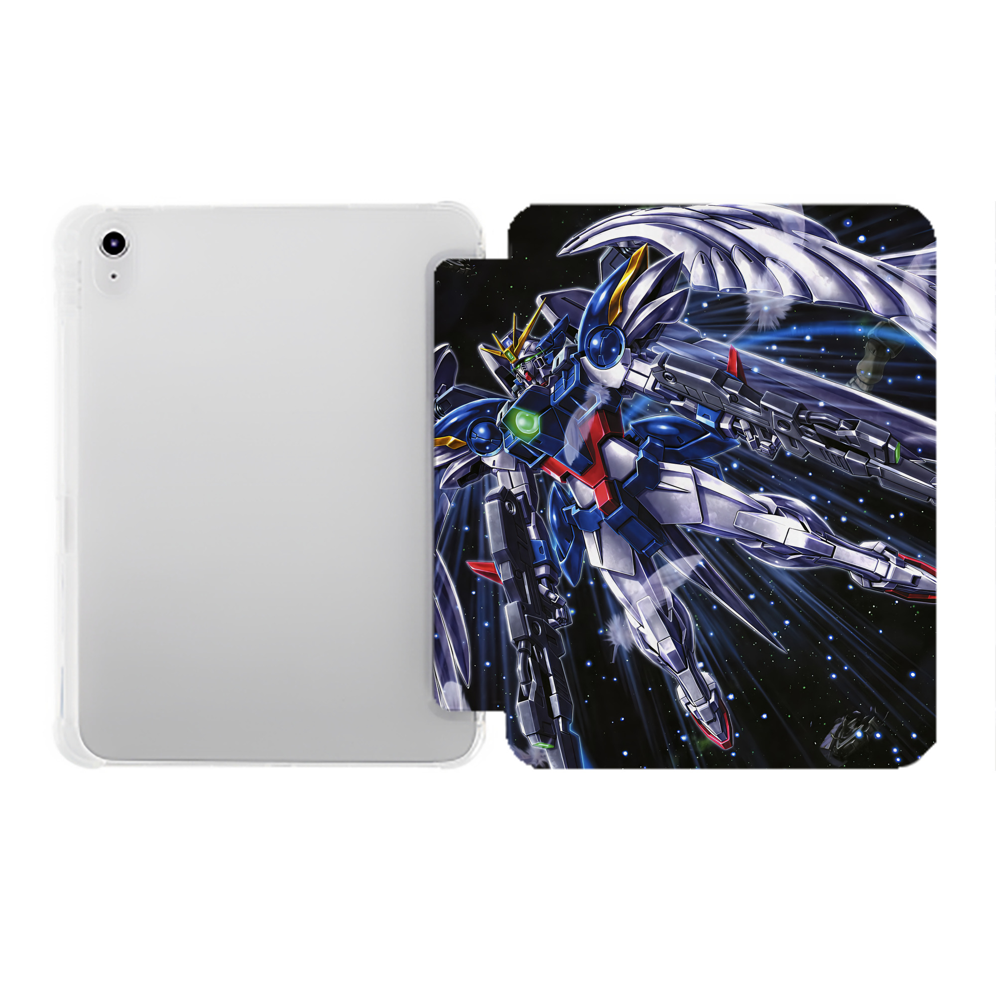 （画像用） 機動戦士ガンダム Mobile Suit Gundam IPad ケース ペン収納付き 三つ折りスタンド PUレザー×シリコン 対応機種9.5/10.5/10.9インチ